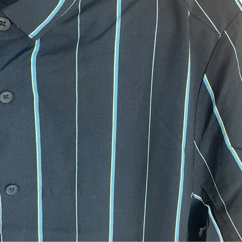ASOS Design Stripe Oxford Shirt Black - Picture 4 of 7
